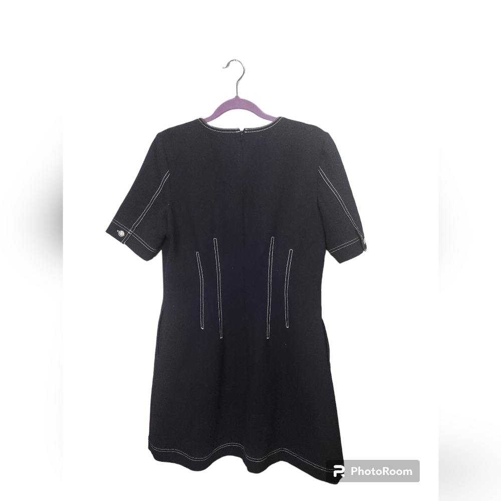 VERONICA BEARD MIKEL Top-Stitch Cinch Waist Mini Dress 10 - Picture 3 of 7